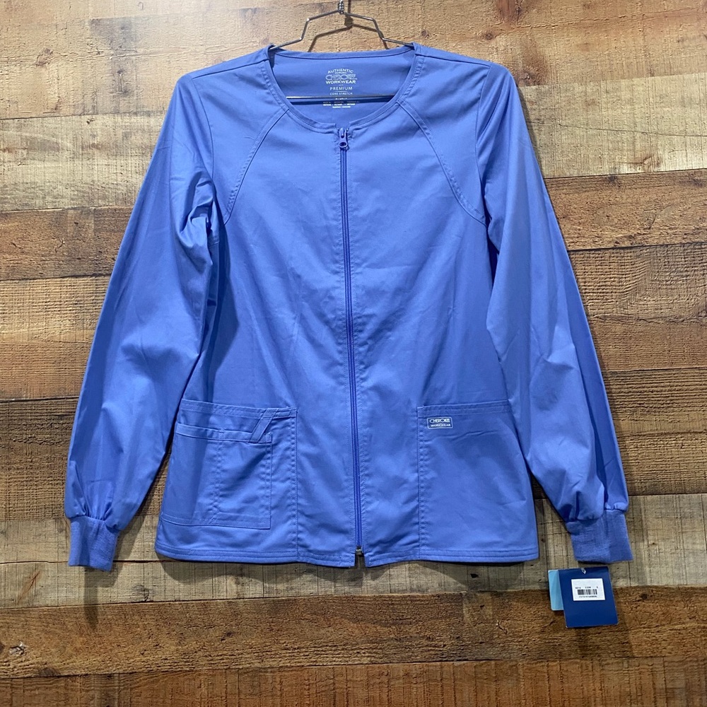 New With Tags Cherokee Premium Workwear Women's Blue Zip-Up Jacket Size Small